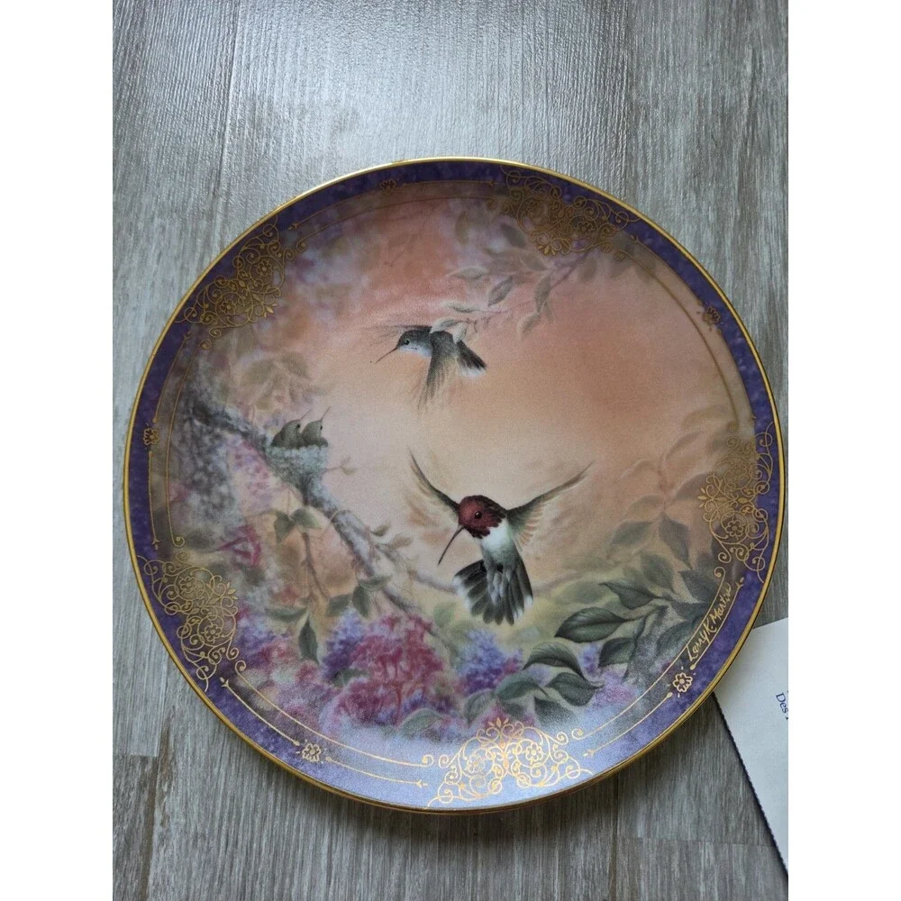 VTG Bradford Exchange Wings of Grace Hummingbird Plate Larry K Martin COA 93